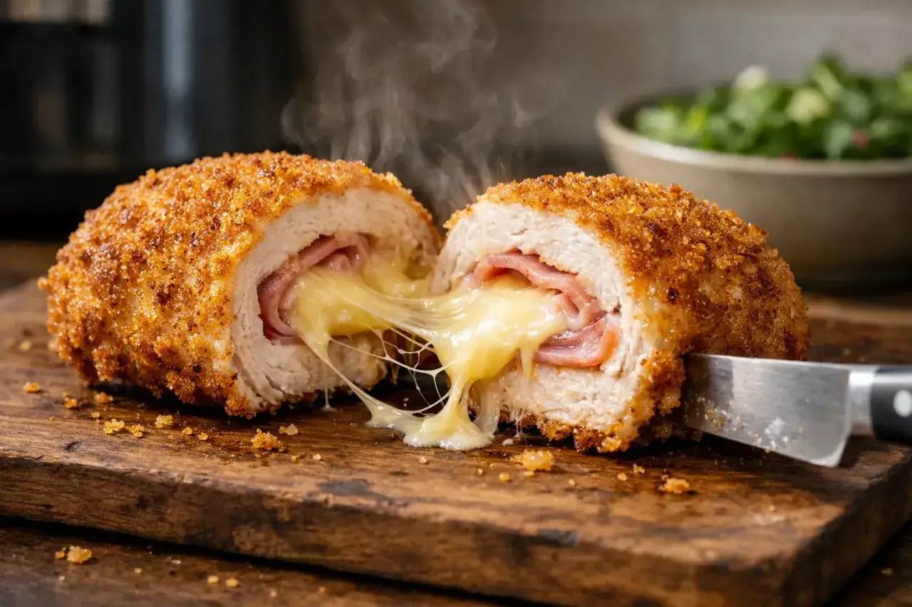 Un cordon bleu d&eacute;goulinant de fromage fondant, parfait pour savoir quel fromage pour cordon bleu.