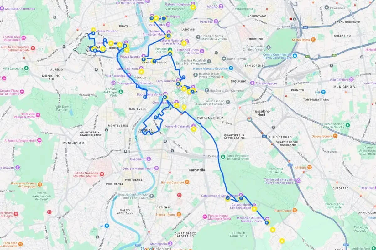Eine Route durch Rom an einem Tag: Vom Vatikan über das Kolosseum bis zu den Katakomben.