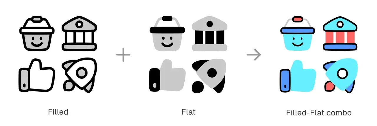 Demonstration of icon styles: 