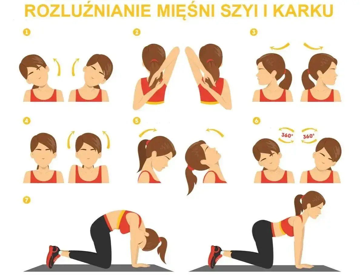 Ćwiczenia na rozluźnienie karku i szyi, kt&oacute;re pomogą złagodzić b&oacute;l z tyłu głowy.