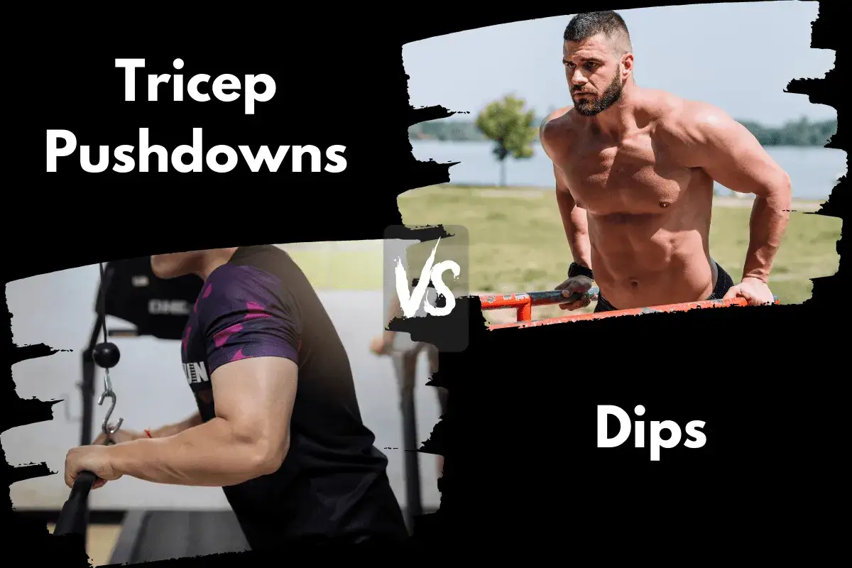 Porównanie ćwiczeń na triceps: pushdown na maszynie vs. pompki na poręczach.