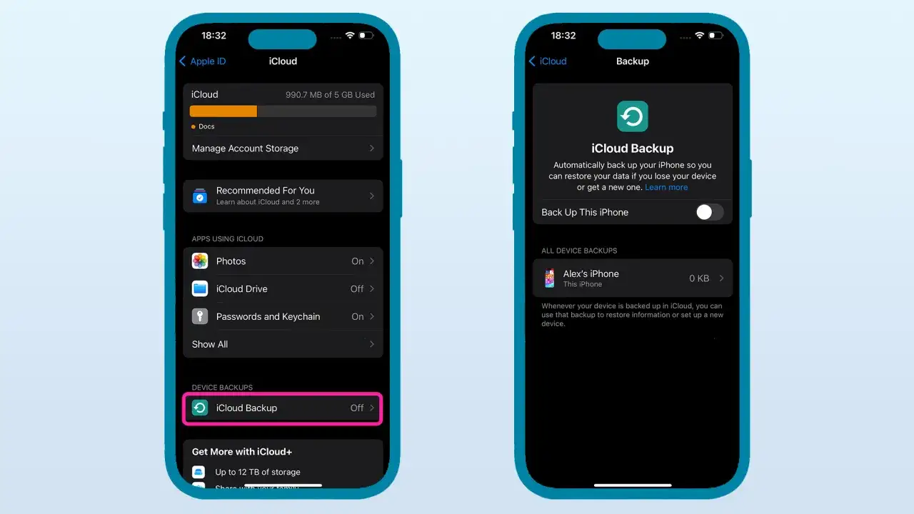 Ustawienia iCloud: zarządzanie danymi, aplikacjami i tworzenie kopii zapasowej iPhone'a.