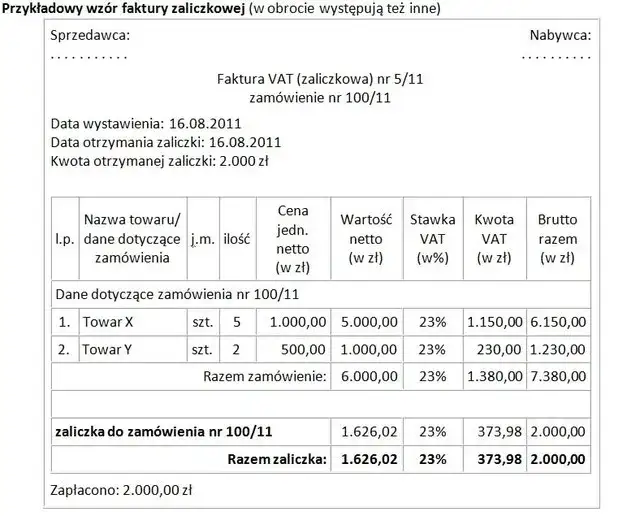 przykładowa faktura VAT z zaznaczonym numerem
