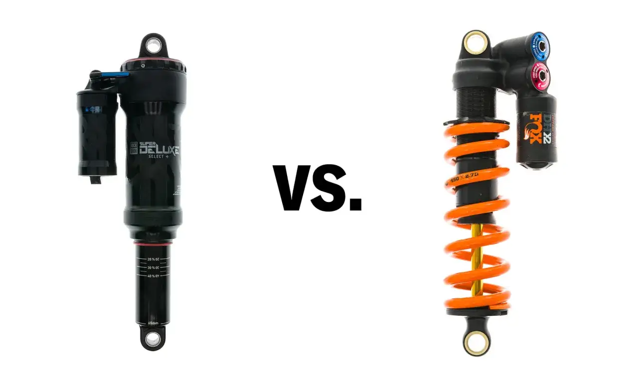 Amortyzator powietrzny RockShox Super Deluxe vs. sprężynowy Fox DHX2. Wybór zależy od stylu jazdy.