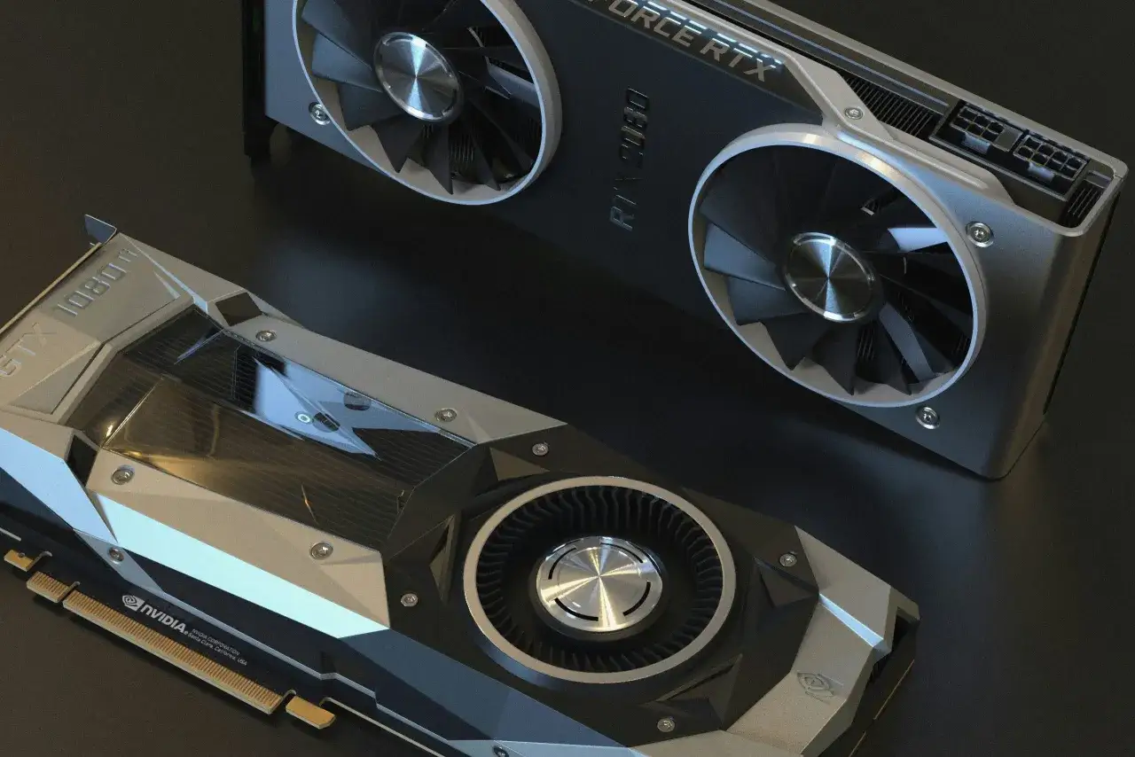 Dos tarjetas gráficas NVIDIA, una GTX 1080 Ti y una RTX 2080, para ayudarte a saber qué tarjeta gráfica tienes.