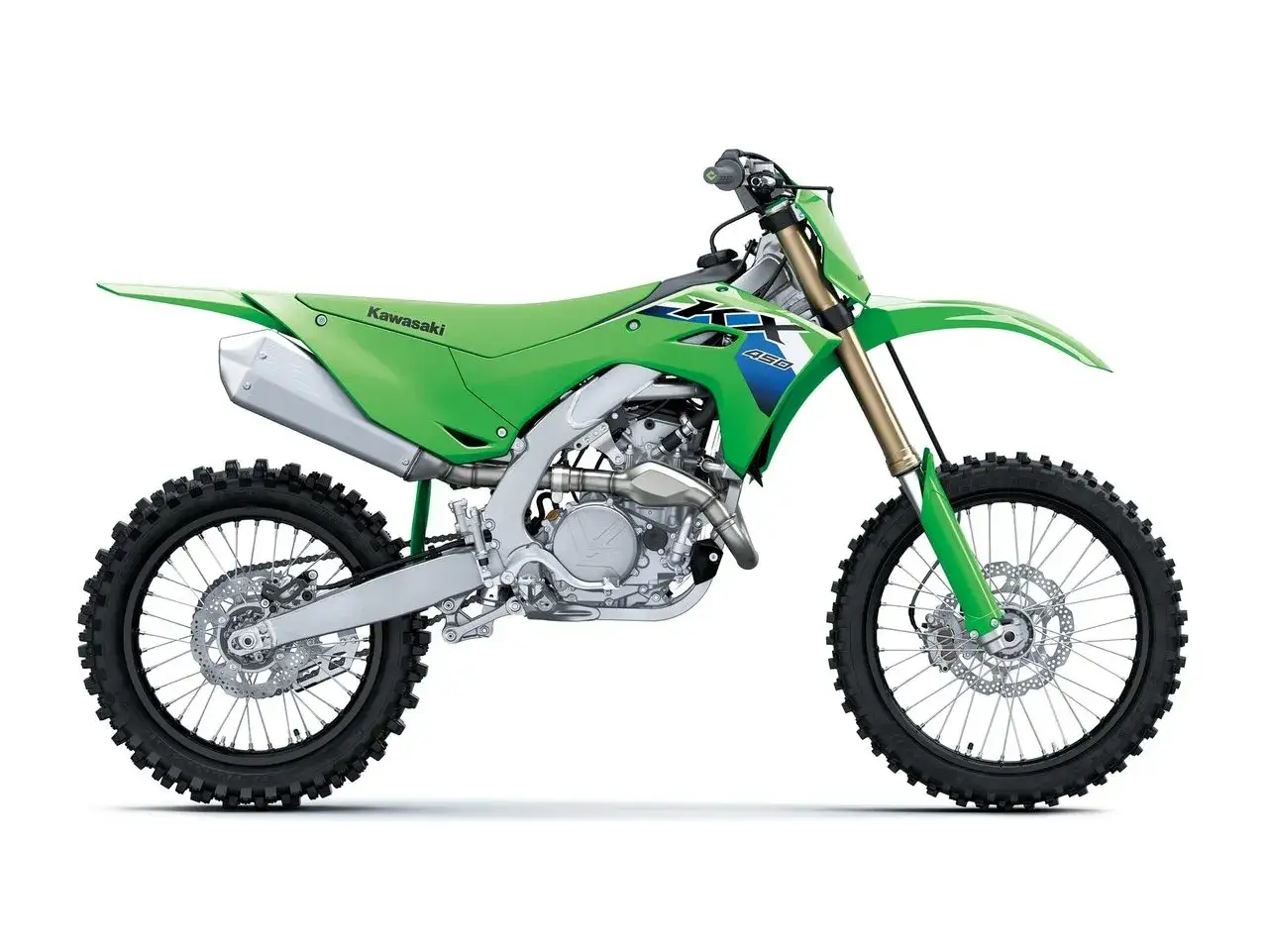 Zielony motocykl Kawasaki KXF 450. Poznaj jego dane techniczne i poczuj moc!