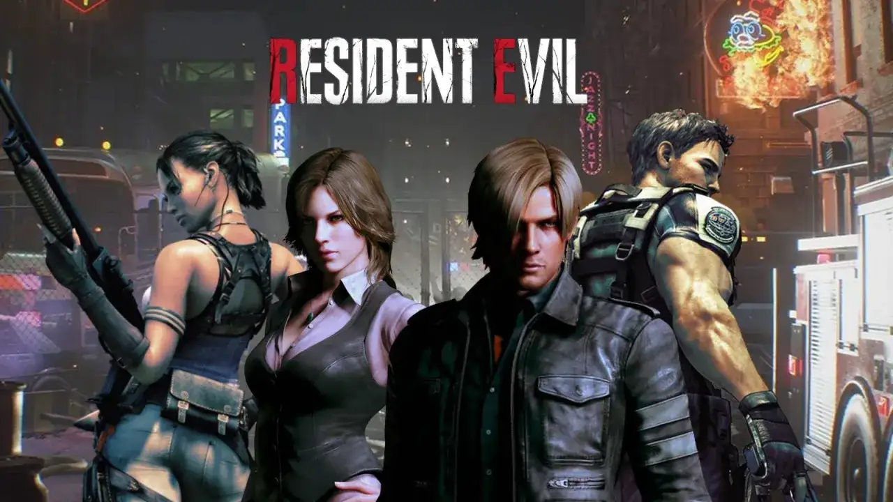 Leon, Claire, Sheva i Chris gotowi do walki w Resident Evil 5 remake. Miasto płonie, a oni muszą przetrwać.