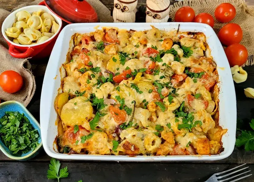 zapiekanka tortellini z warzywami