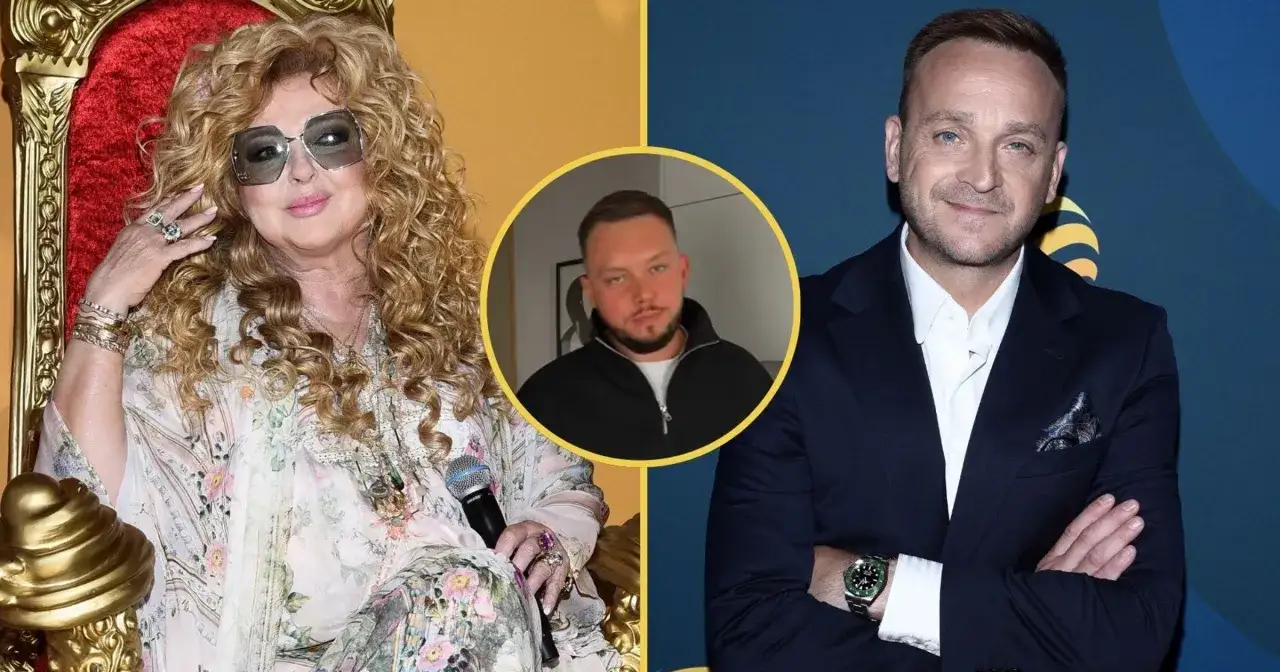 Magda Gessler i jej syn, Mateusz Gessler, na kolażu zdjęć.
