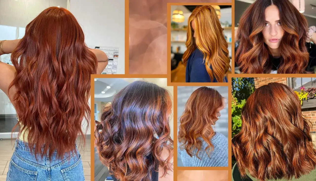 Colpi di sole ramato capelli, onde morbide e riflessi luminosi che catturano la luce. Un look audace e sensuale.
