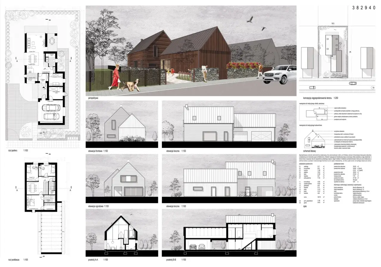 Plan budowy domu jednorodzinnego na biurku architekta