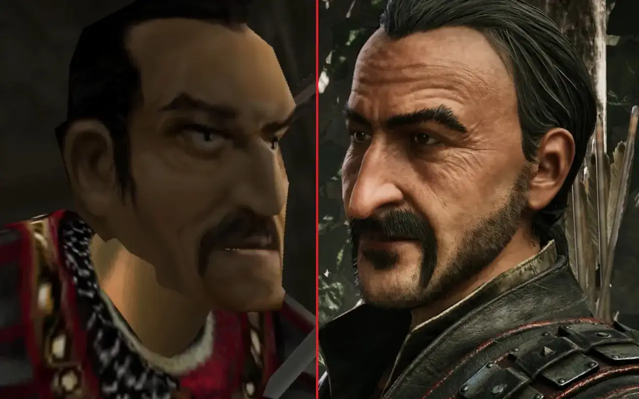 Por&oacute;wnanie postaci z gry Gothic. Po lewej wersja z 2001 roku, po prawej zapowiedź gothic remake ps5.