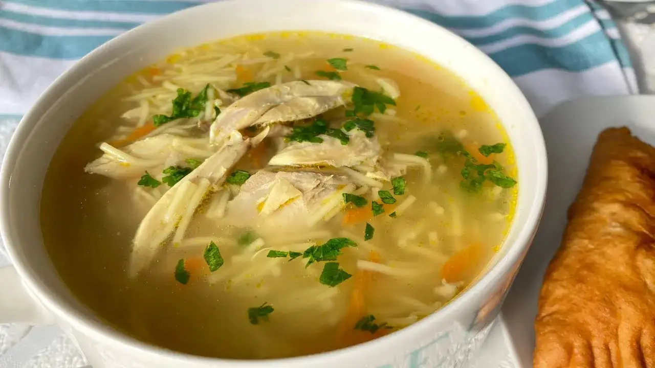 Soupe vermicelles poulet légumes