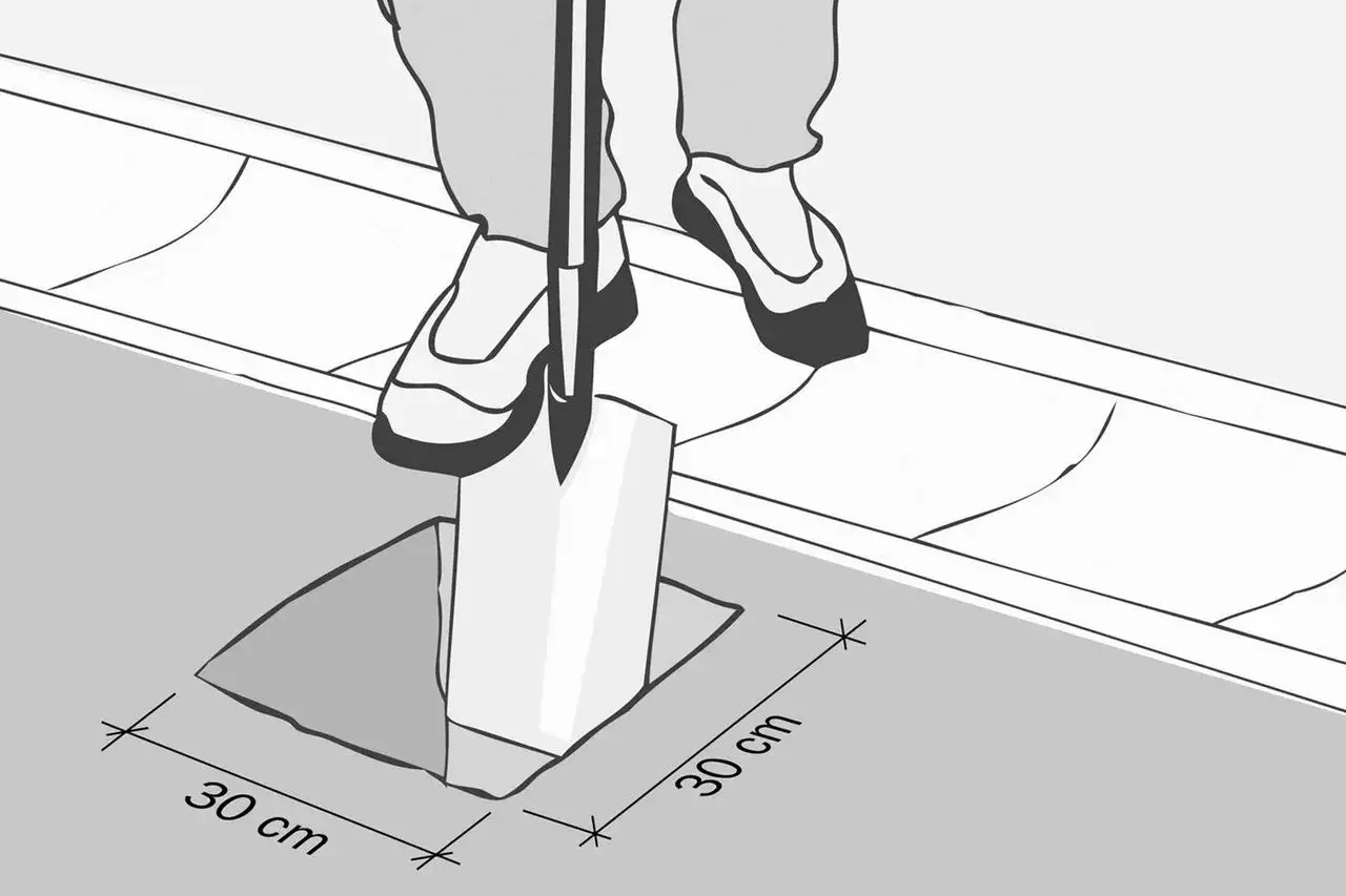 Beim Pfosten einbetonieren: Das Loch sollte mindestens 30 cm tief sein, um Stabilit&auml;t zu gew&auml;hrleisten.