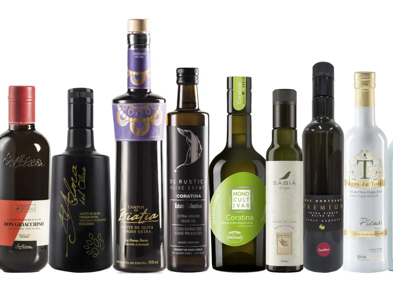 Aceites de oliva virgen extra, incluyendo Coratina, ¿cuál es el aceite de oliva más fuerte? Variedades Picual y Hojiblanca.