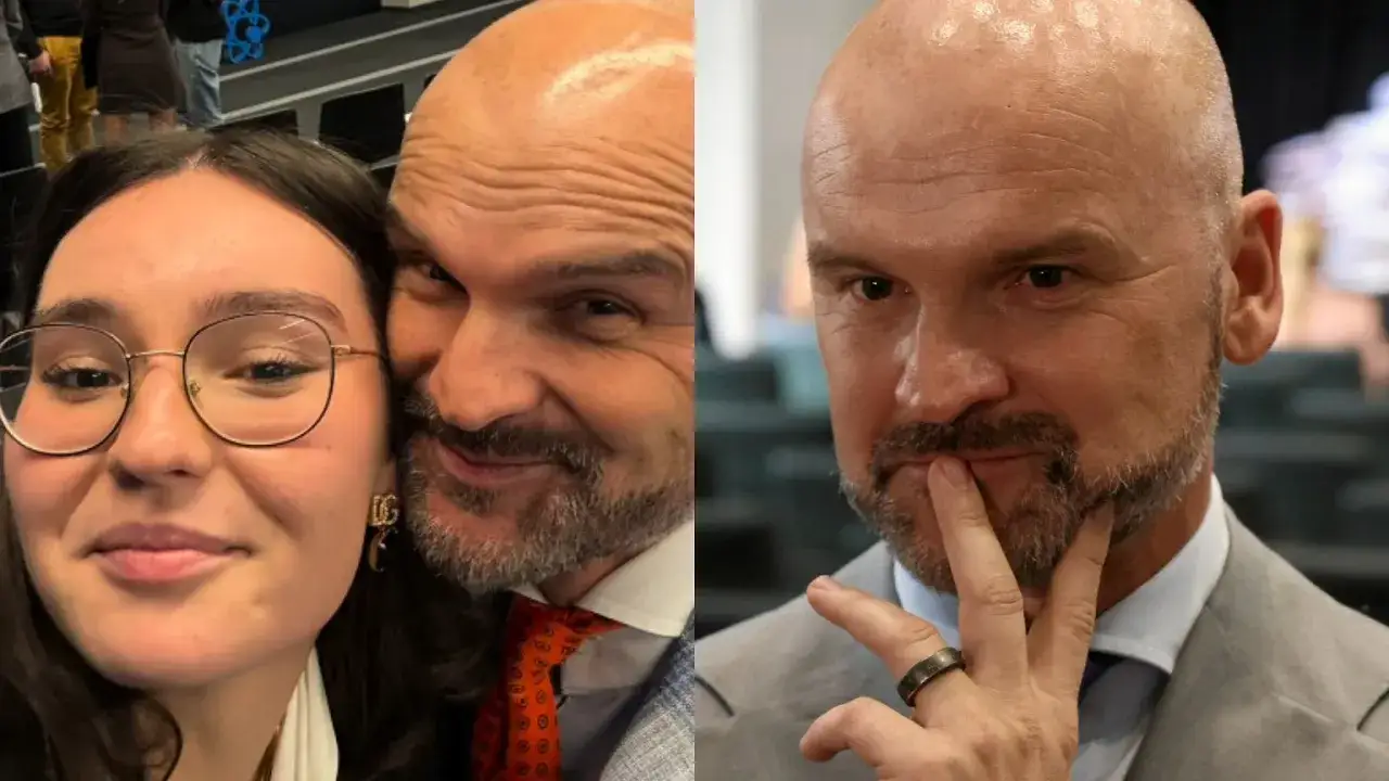 Rafał Brzoska z córkami, uśmiechnięci i blisko siebie. Na drugim zdjęciu Rafał Brzoska w zamyśleniu.