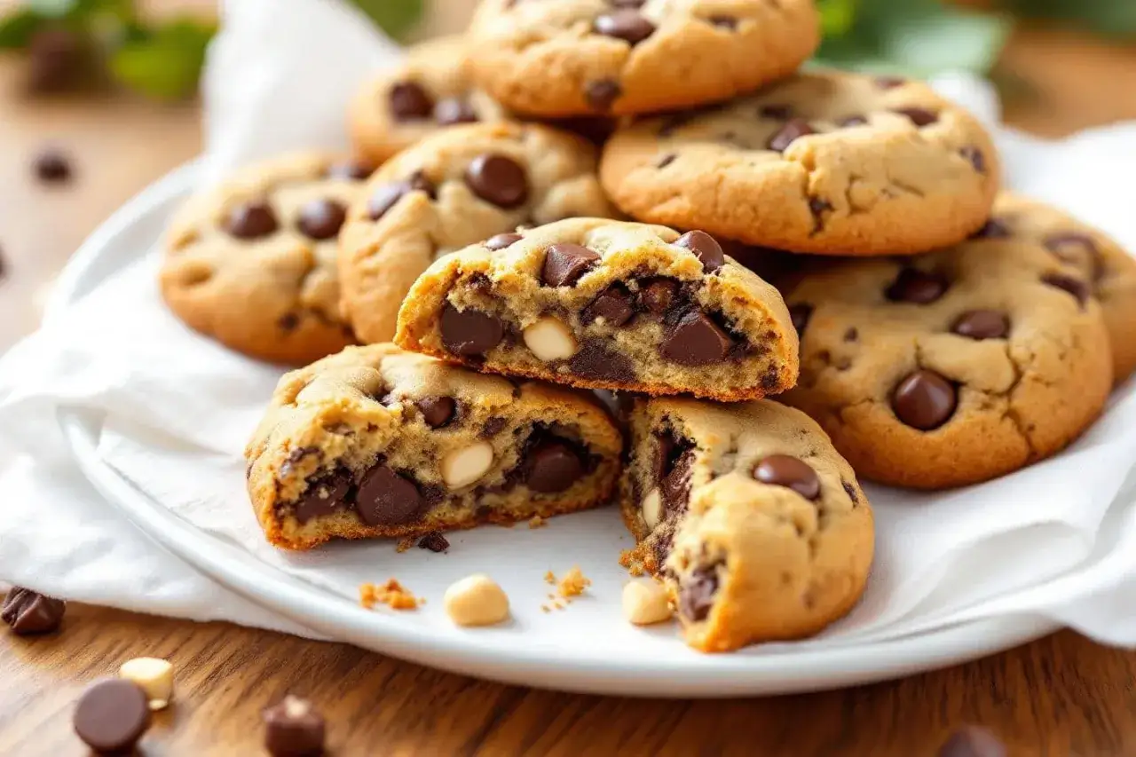 Délicieux cookies aux pépites de chocolat et noisettes, parfaits pour une recette gourmande.