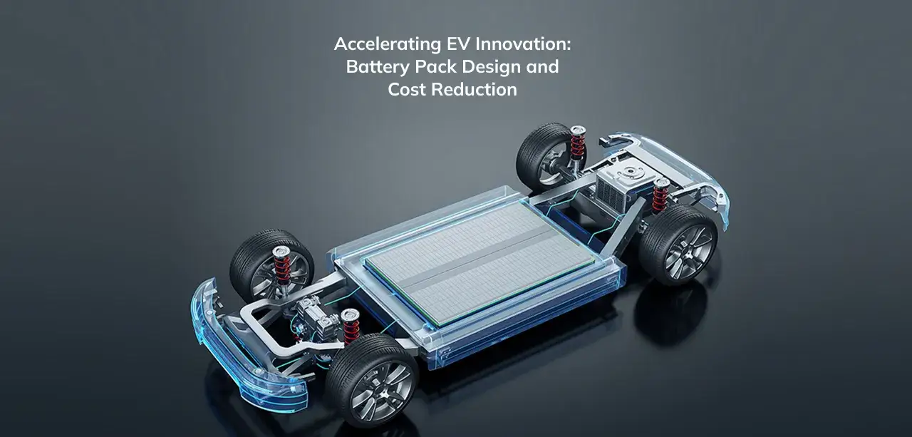 Diseño de paquete de baterías para coche eléctrico, mostrando su estructura y componentes. Averigua cuanto vale la bateria de un coche electrico.