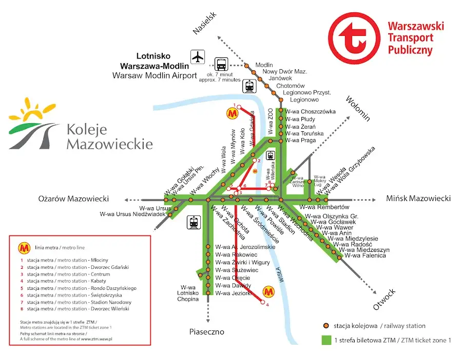 Mapa lotniska Modlin przystanek Contbus stanowisko 1