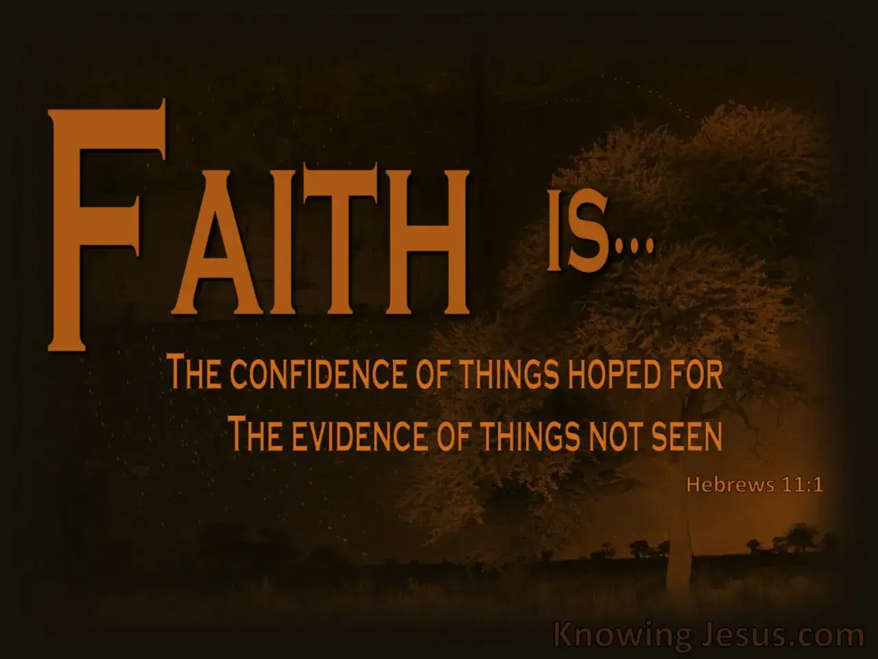 Faith is the confidence of things hoped for, the evidence of things not seen. Hebrews 11:1.