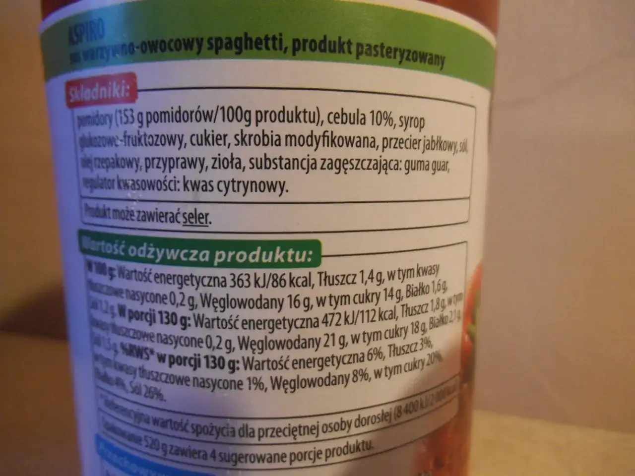 skład sosu do spaghetti w proszku por&oacute;wnanie