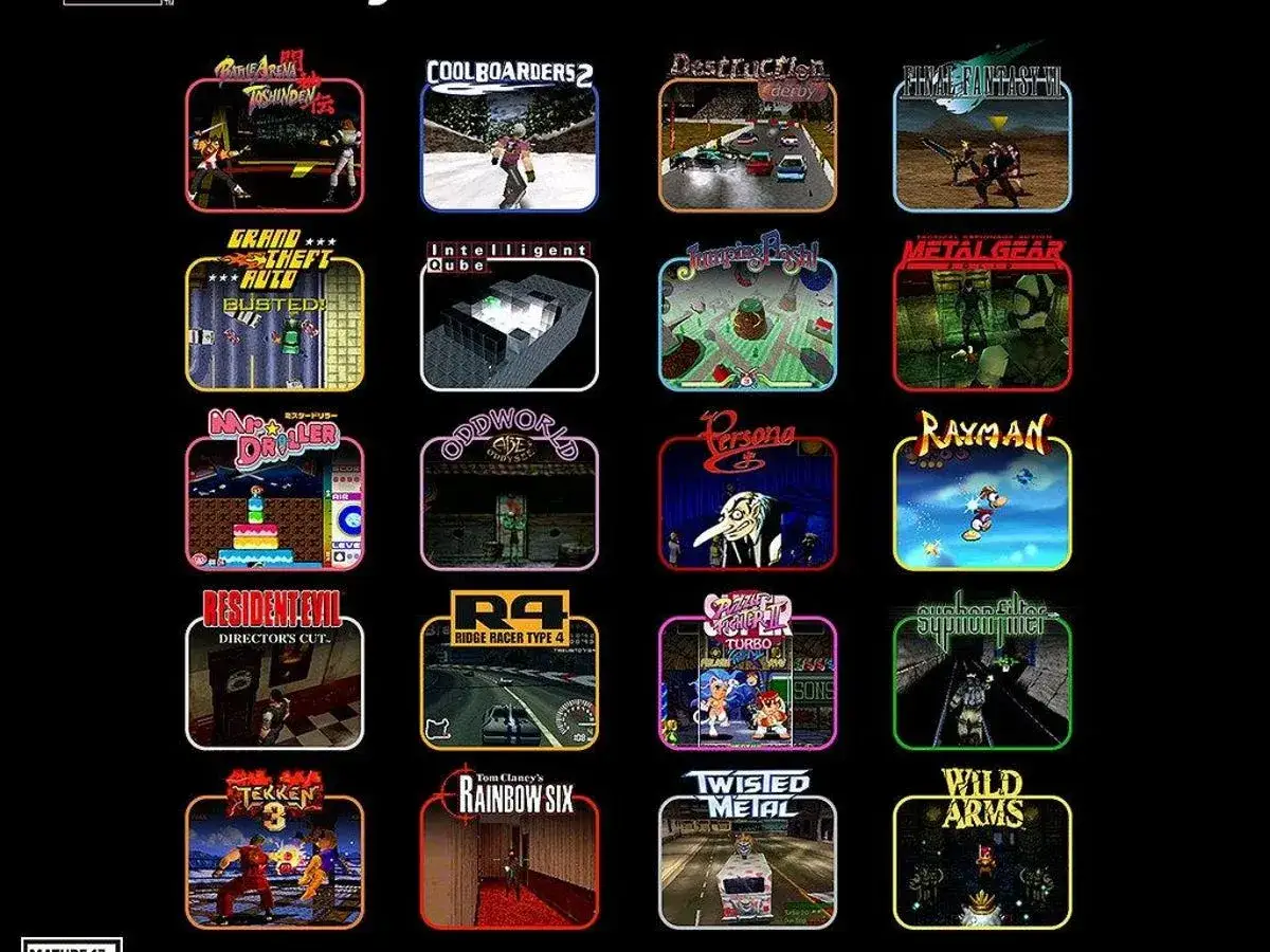Kolekcja najlepszych gier na PS1: Tekken 3, Resident Evil, Metal Gear, Final Fantasy VII i wiele innych klasyków.