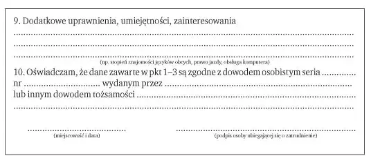 Przykładowe formularze dokument&oacute;w kadrowych z polem jednostka zatrudnienia