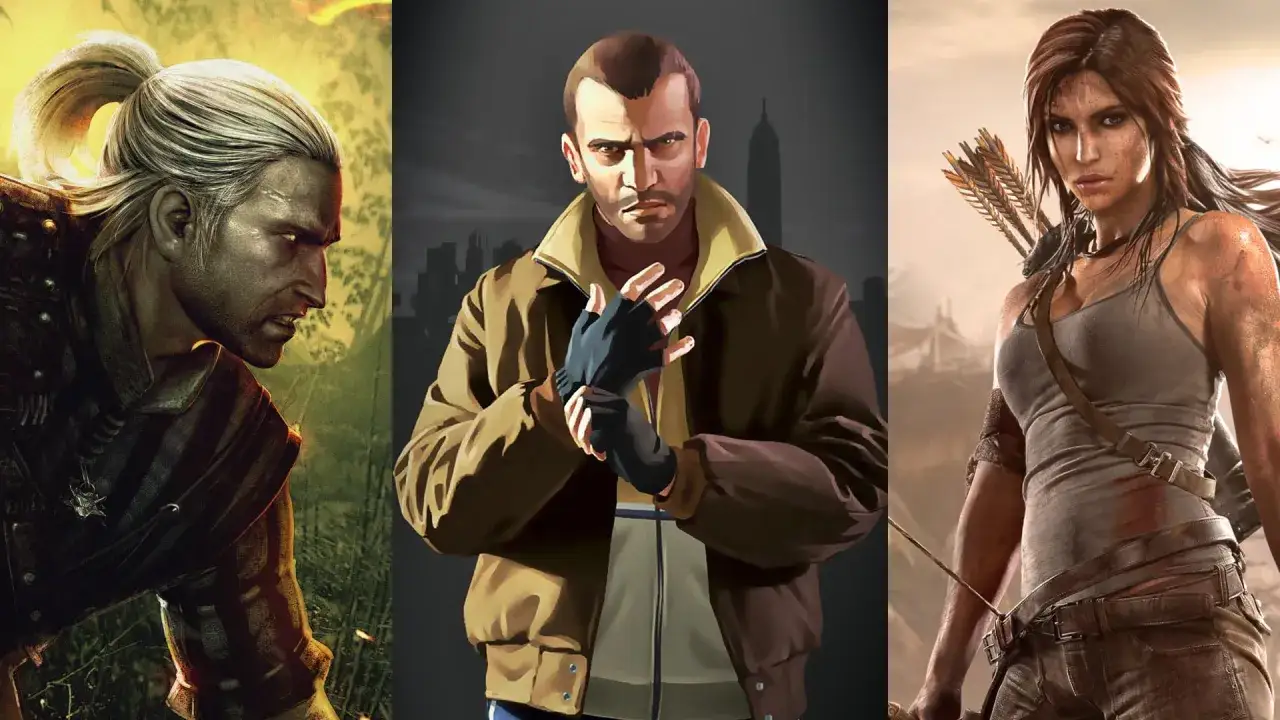 Geralt, Niko Bellic i Lara Croft - ikony gier z otwartym światem na PC.