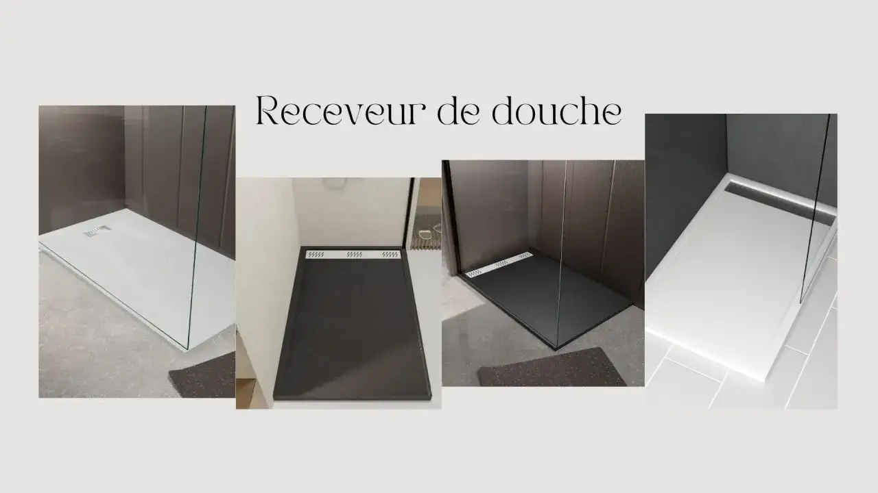 Receveurs de douche modernes en blanc et noir. La qualité de ces receveurs assure une longue durée de vie d'un receveur de douche.