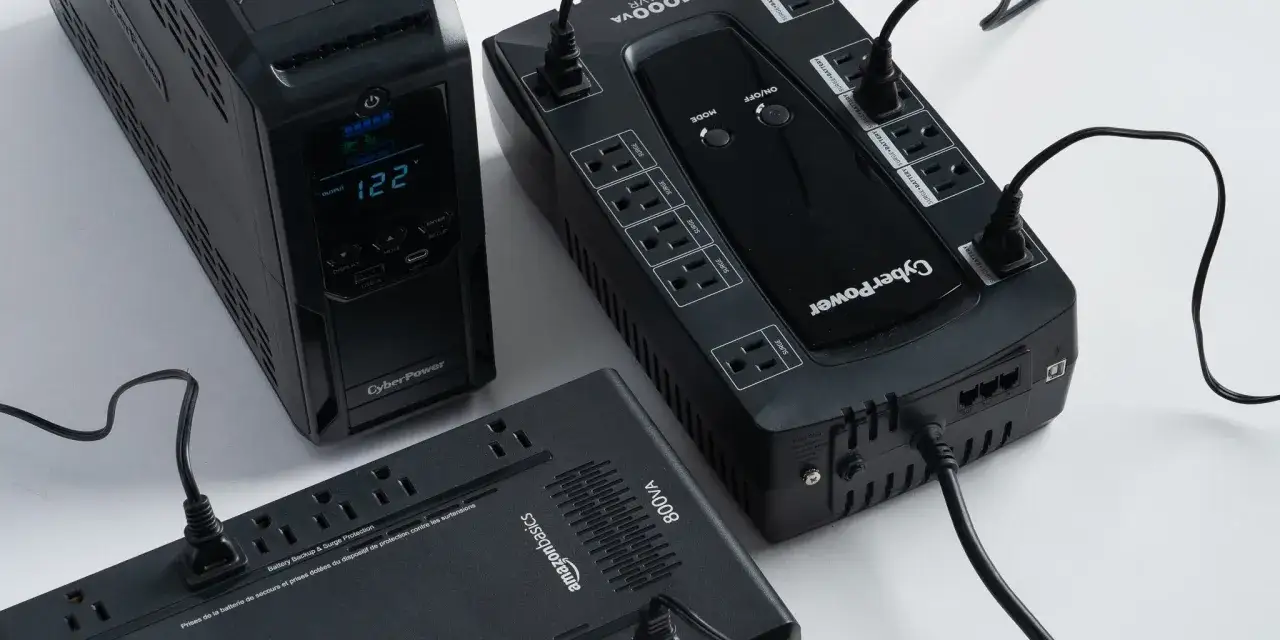 Tres unidades de **backup inversor** y protectores de sobretensi&oacute;n, incluyendo CyberPower y Amazon Basics, listos para asegurar tu equipo.