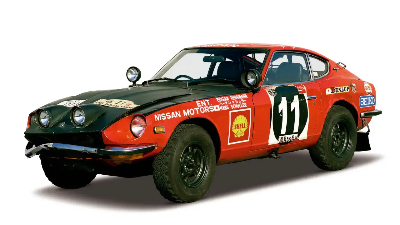 Rajdowy Nissan 240Z z numerem 11, przygotowany przez Nismo, gotowy do East African Safari.