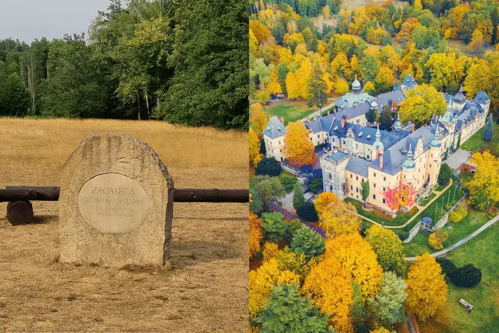 Zamek Kliczk&oacute;w park cmentarz koni