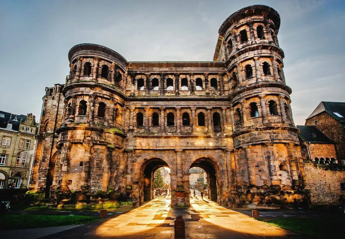 The Porta Nigra, a magnificent Roman gate in Trier, stands as a testament to ancient architecture. These trier roman ruins evoke a sense of history.