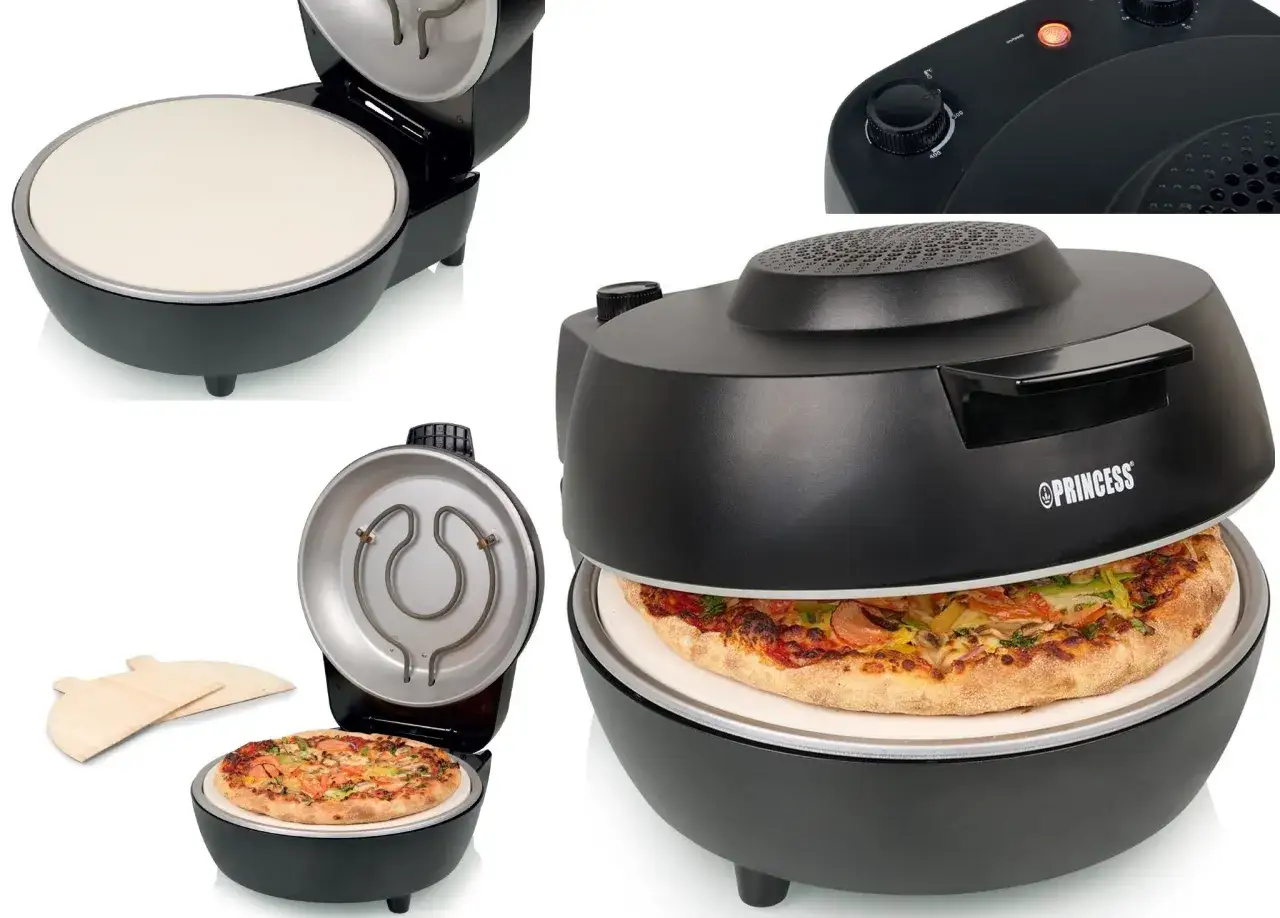 Piec do pizzy Princess z termoobiegiem, gotowy do pieczenia pysznej pizzy.