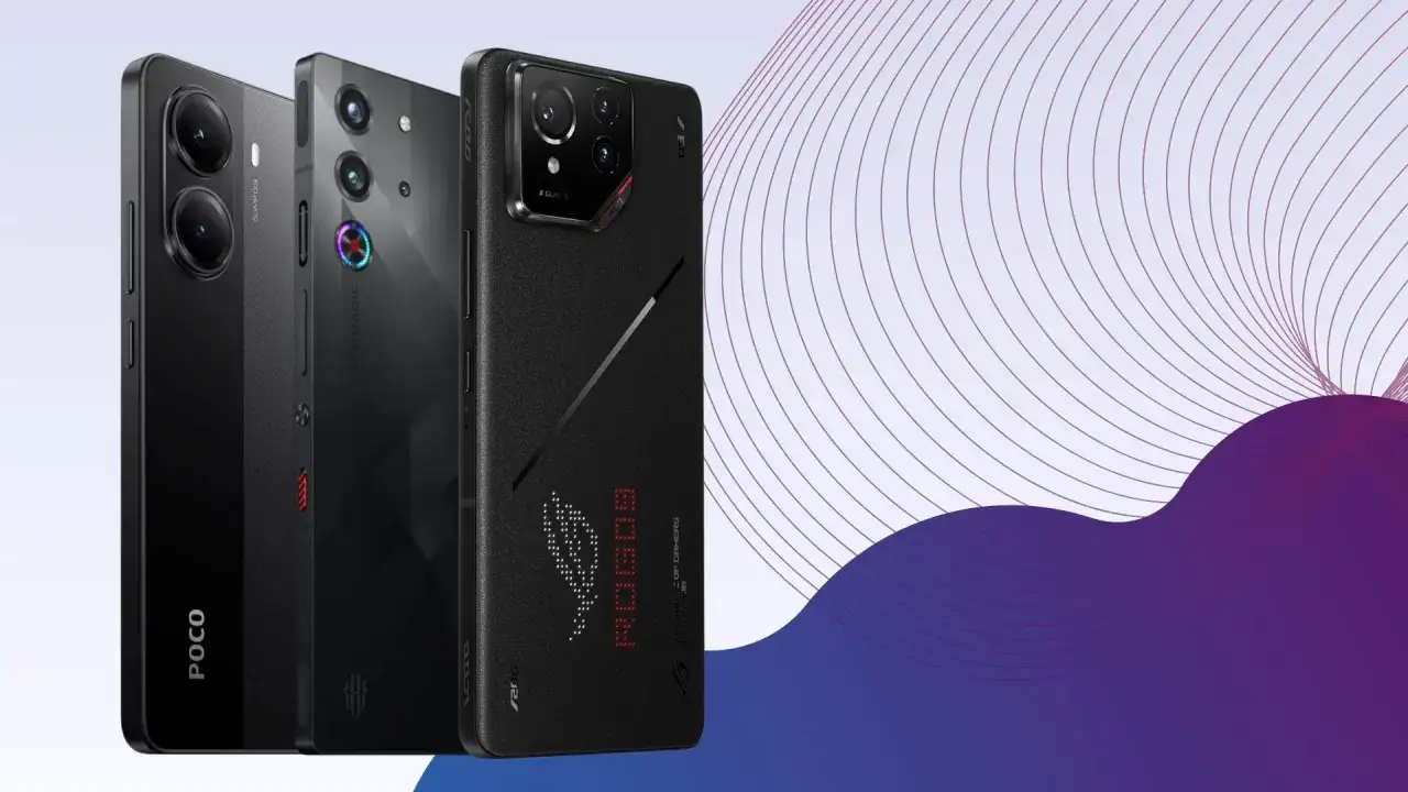 Trzy smartfony: POCO, RedMagic i ROG Phone. Idealne do grania w najlepsze gry na telefon.