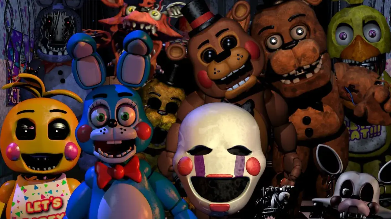Animatroniki z gry FNAF, w tym Freddy, Chica, Bonnie i Foxy, wyglądają groźnie. To jak zwiastun filmu FNAF!