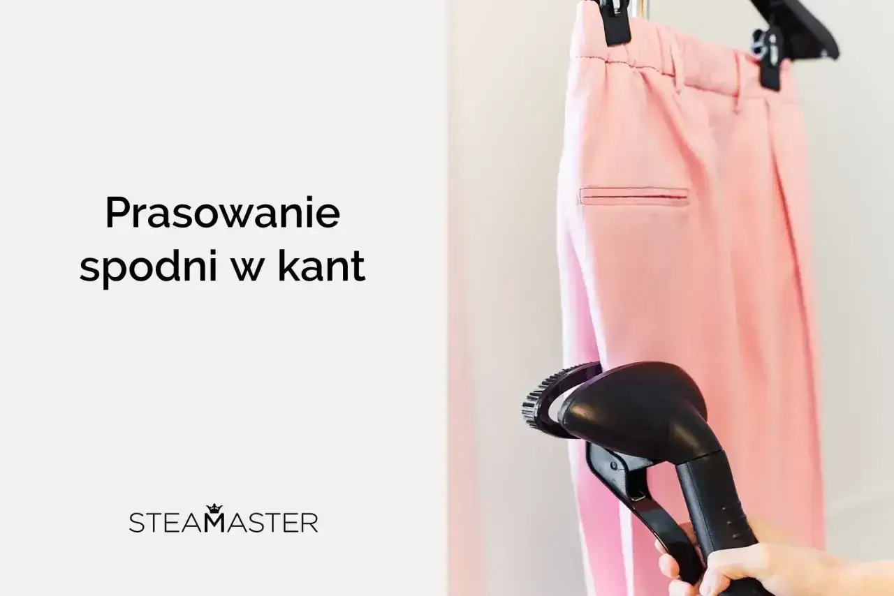 R&oacute;żowe spodnie w kant prasowane parownicą. Instrukcja jak prasować spodnie w kant.