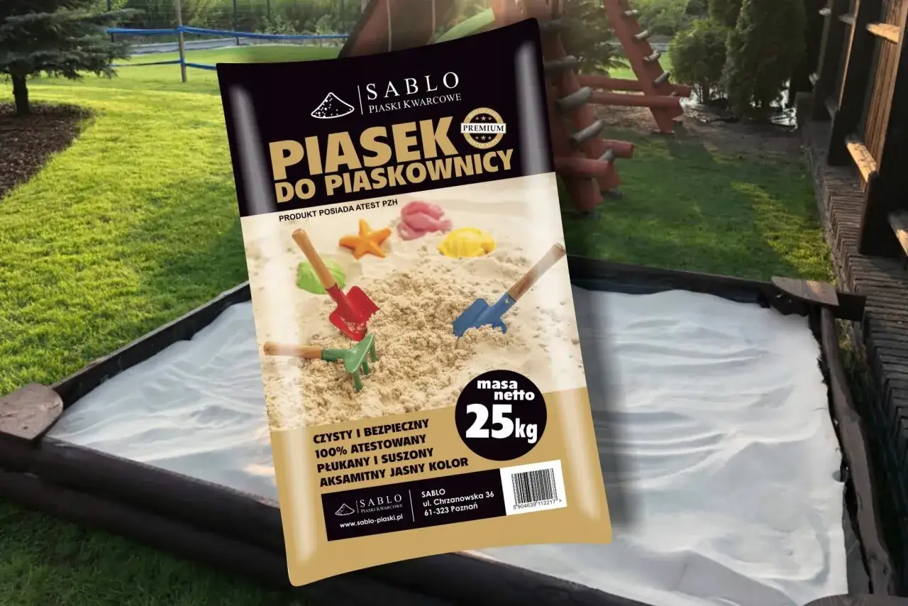 Jaki piasek do piaskownicy? SABLO - czysty, bezpieczny, płukany i suszony piasek kwarcowy w worku 25kg. Idealny do zabawy dla dzieci.