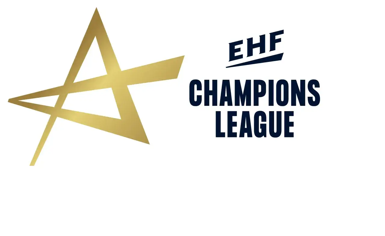 Złota gwiazda i napis EHF CHAMPIONS LEAGUE. To symbol najlepszych drużyn w **liga mistrzów w piłce ręcznej mężczyzn**.