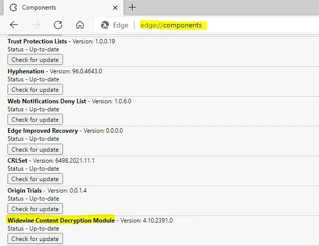 edge components widevine