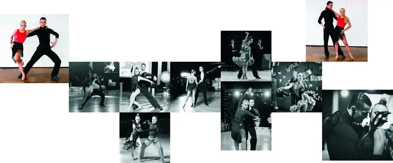 Pary tańczące w rytm muzyki, wspaniałe stroje i dynamiczne ruchy. Zouk taniec w pełnej krasie.