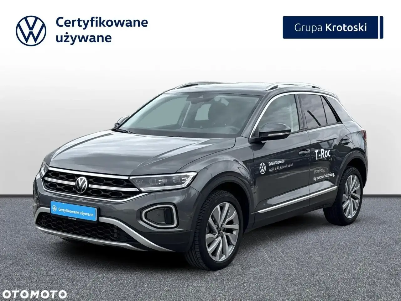 Szary Volkswagen T-Roc, auto z certyfikatem 