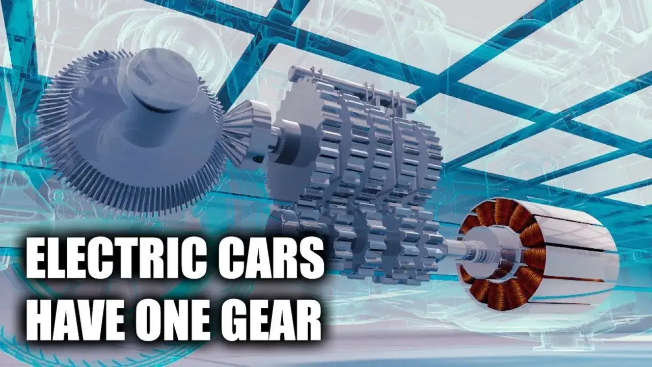 Illustrazione di un motore elettrico con ingranaggi. Le auto elettriche hanno le marce, ma spesso solo una.