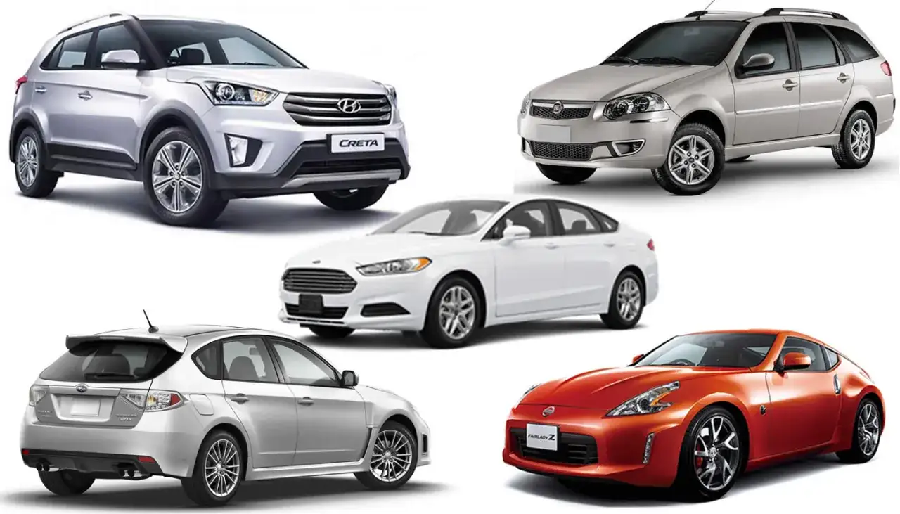Cinco tipos de coche: SUV blanco, familiar plateado, sed&aacute;n blanco, hatchback plateado y deportivo naranja.