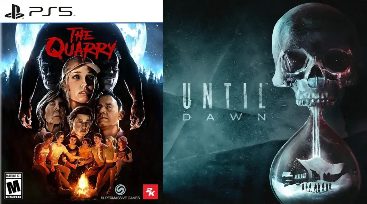 Okładki gier The Quarry i Until Dawn, idealne dla fanów horrorów z gatunku gry podobne do Until Dawn.