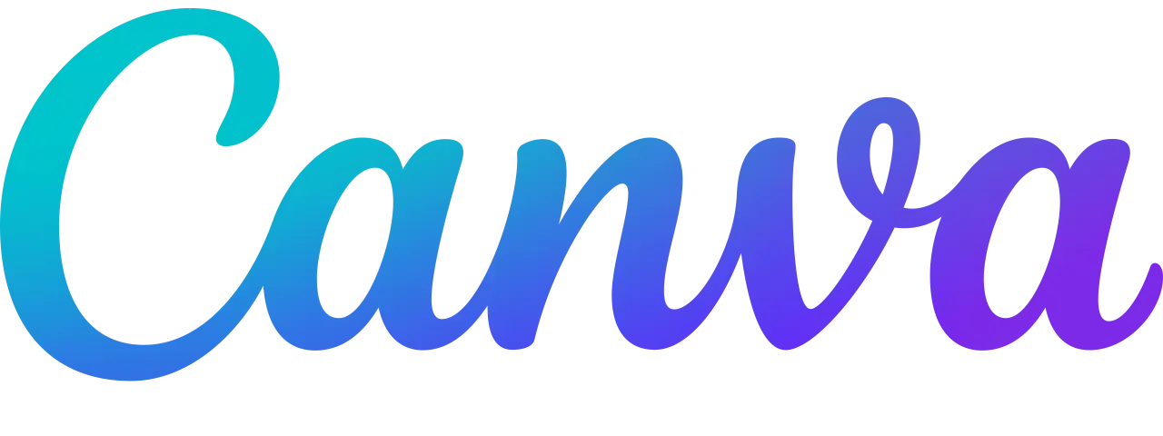 Logo Canva z gradientem od turkusu do fioletu. Dowiedz się, jak zrobić znak wodny w Canva.
