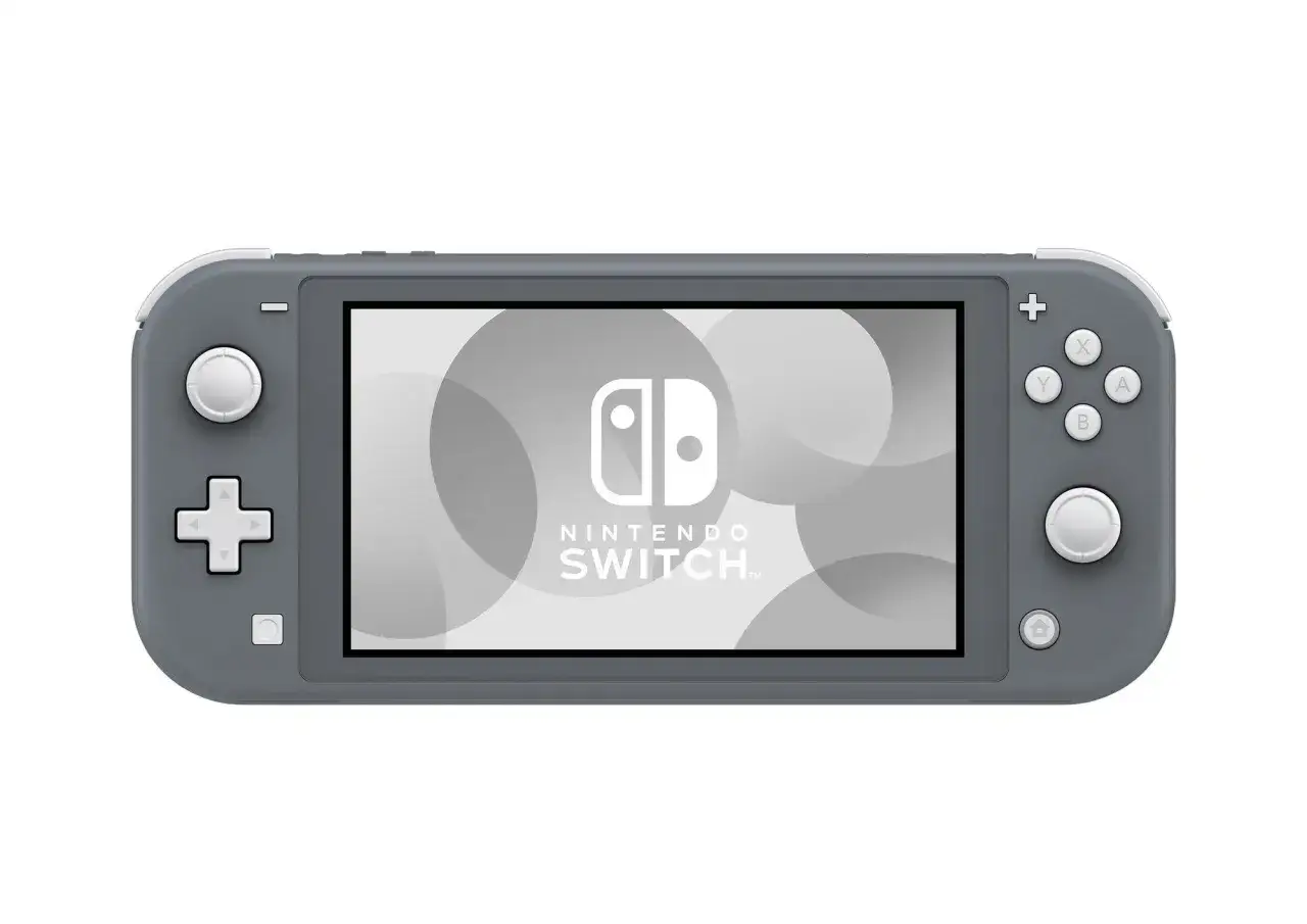 Szara konsola Nintendo Switch Lite z logo gry Roblox na ekranie. Idealna do grania w podróży.