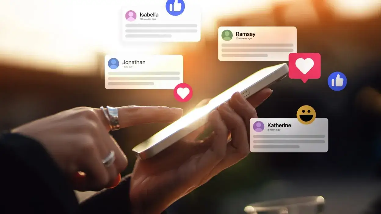 Person w&auml;hlt Social Media App