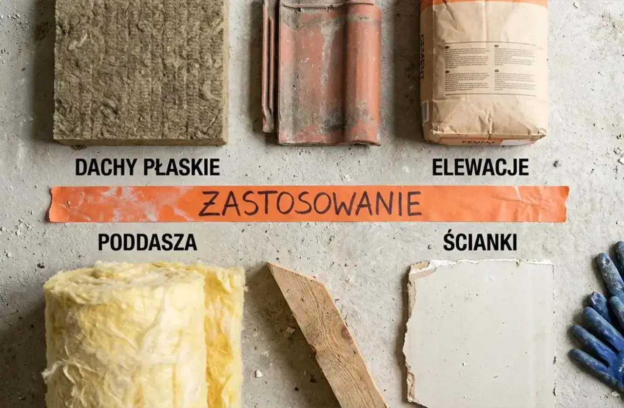 Różne rodzaje wełny skalnej i mineralnej do izolacji dachów płaskich, poddaszy, elewacji i ścianek.