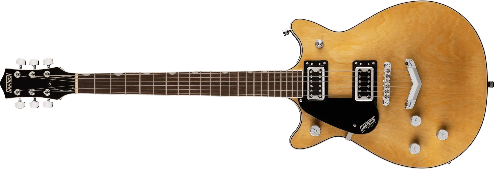 Guitare &eacute;lectrique Gretsch G5222 au fini naturel, avec deux micros humbucker et un vibrato Bigsby.